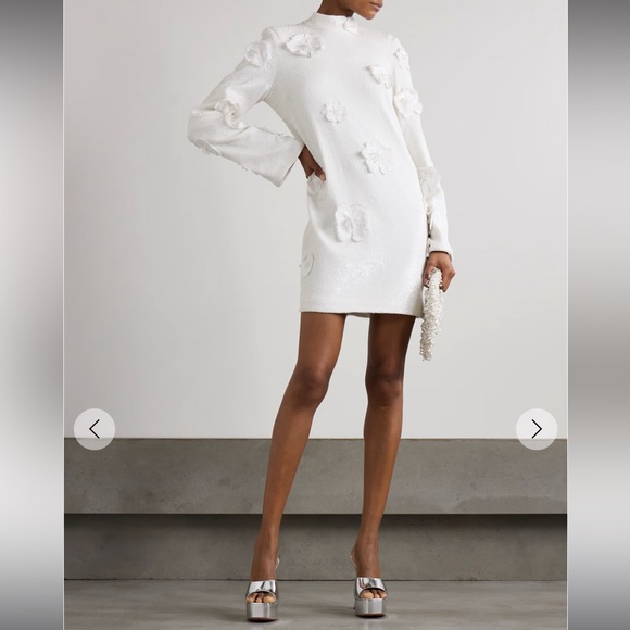 ROTATE BIRGER CHRISTENSEN - Sequin Flower Dress Egret